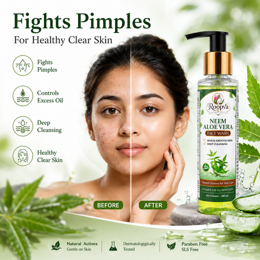 ROOPVA Neem Aloe Vera Face Wash – Deep Cleansing & Oil Control – 100ml