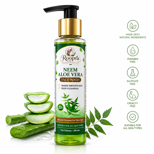 ROOPVA Neem Aloe Vera Face Wash – Deep Cleansing & Oil Control – 100ml